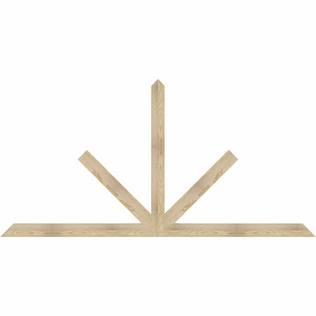 Ekena Millwork Saratoga Rough Sawn Timber Gable Bracket, Douglas Fir, 96"W x 48"H x 2"D x 4"F, 12/12 Pitch GBW096X48X0204SAR00RDF